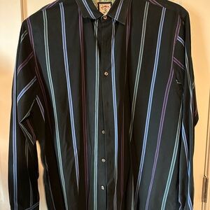 J. Garcia Black Shirt with Blue and Purple Stripes Xl